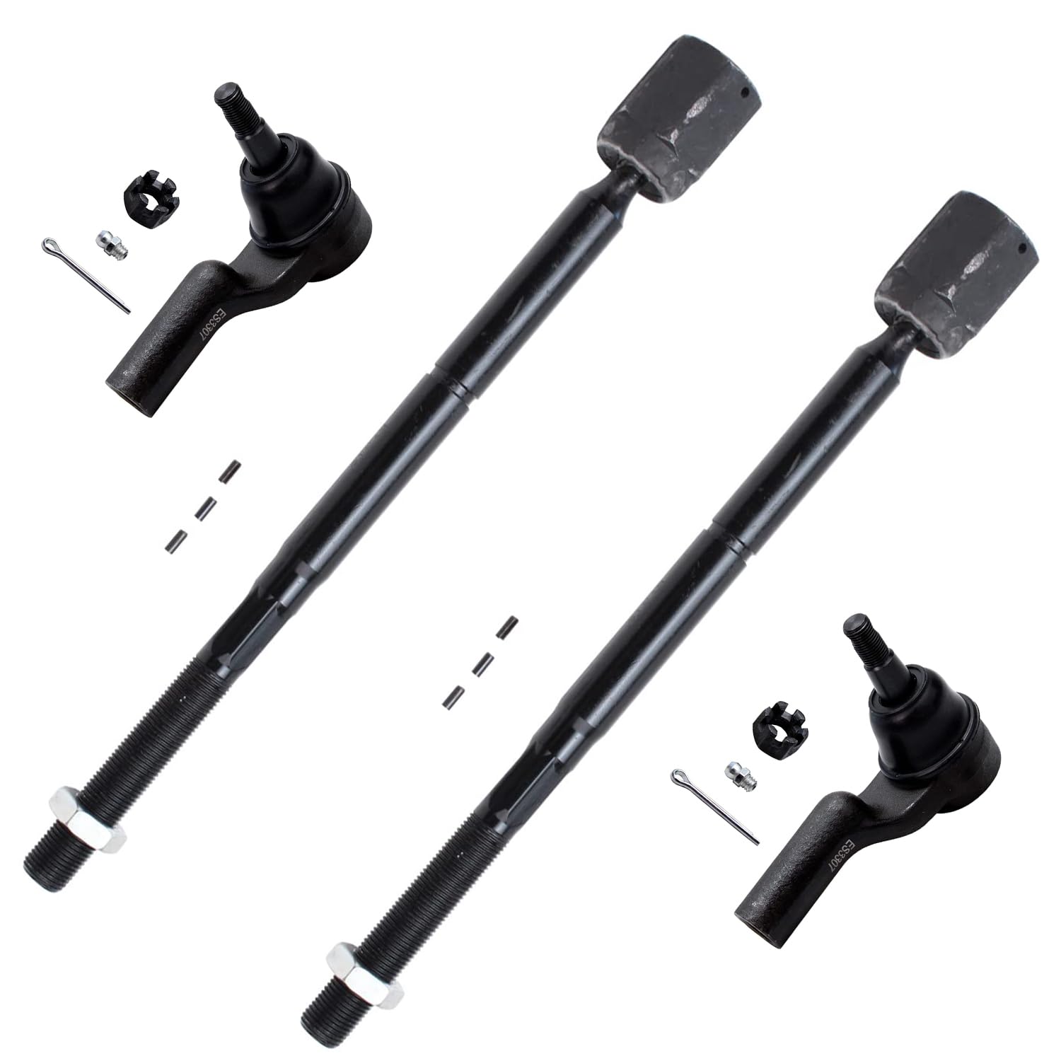 Detroit Axle - 4 Front Tie Rods for 1995-2002 Lincoln Continental 1996 1997 1998 1999 2000 2001 Inner Outer Tie Rods Replacement