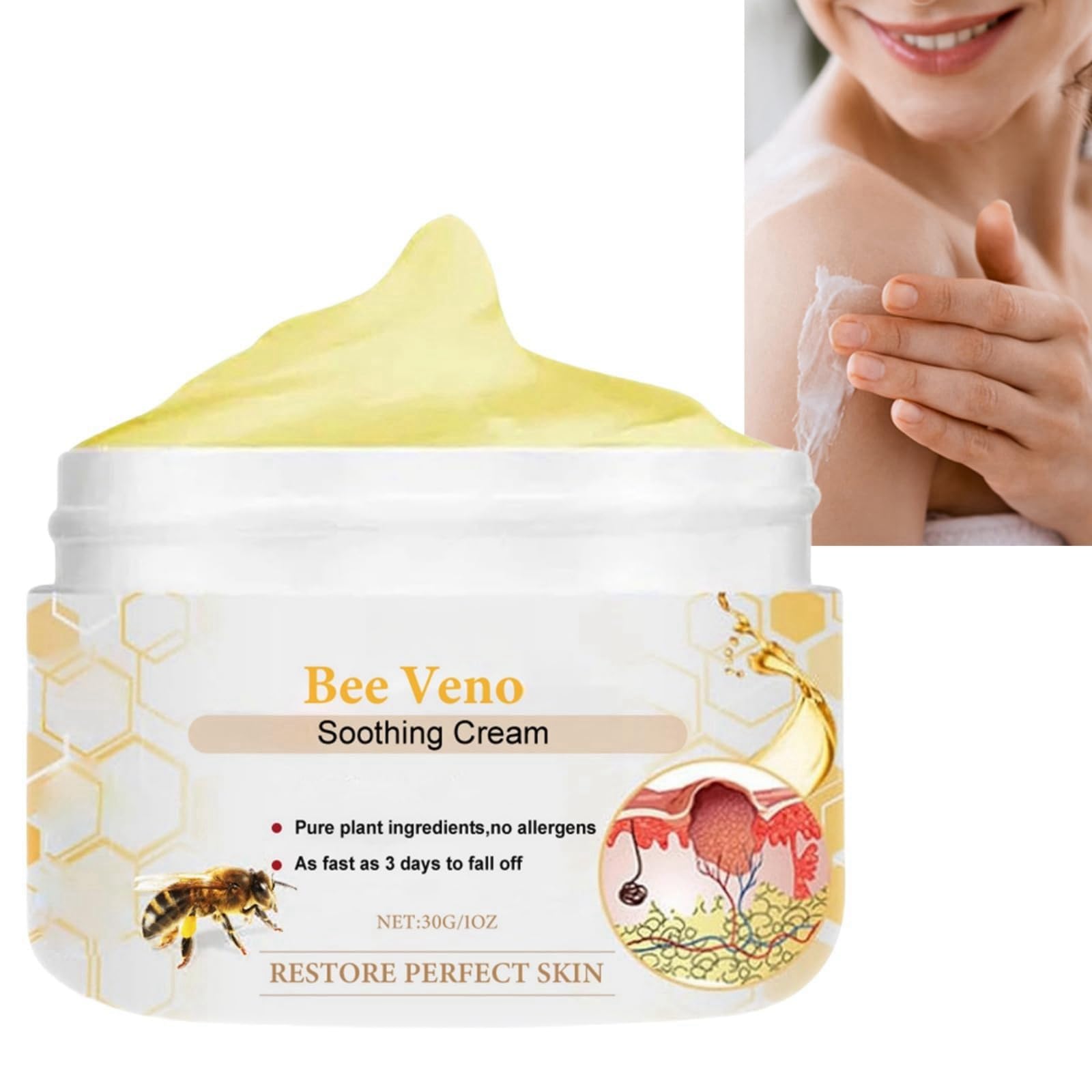 Bee Ve-nom Cream,Bee V-enom Treatment Cream,Professional Bee V-enom Repair Cream,Natural Moisturizing Cream for All Parts of The Body,Soothing Bee V-enom Removal Cream,Fast-Acting Bee Ve-nom Cream