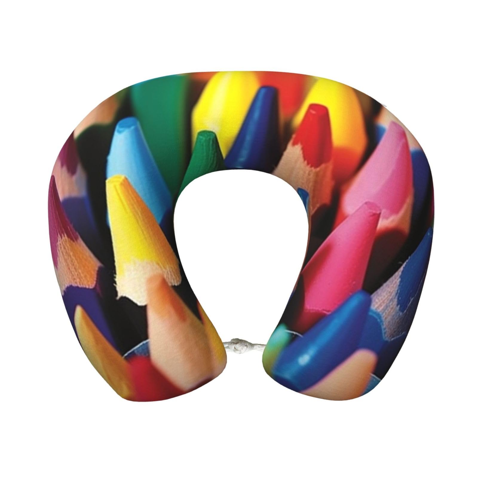 peiyeety Crayons Travel Pillow Memory Foam - Comfortable U Shape Neck Pillows for Sleeping, Neck and Head Support Portable Airplane Pillow Adjustable Flight Pillow, Washable Cover