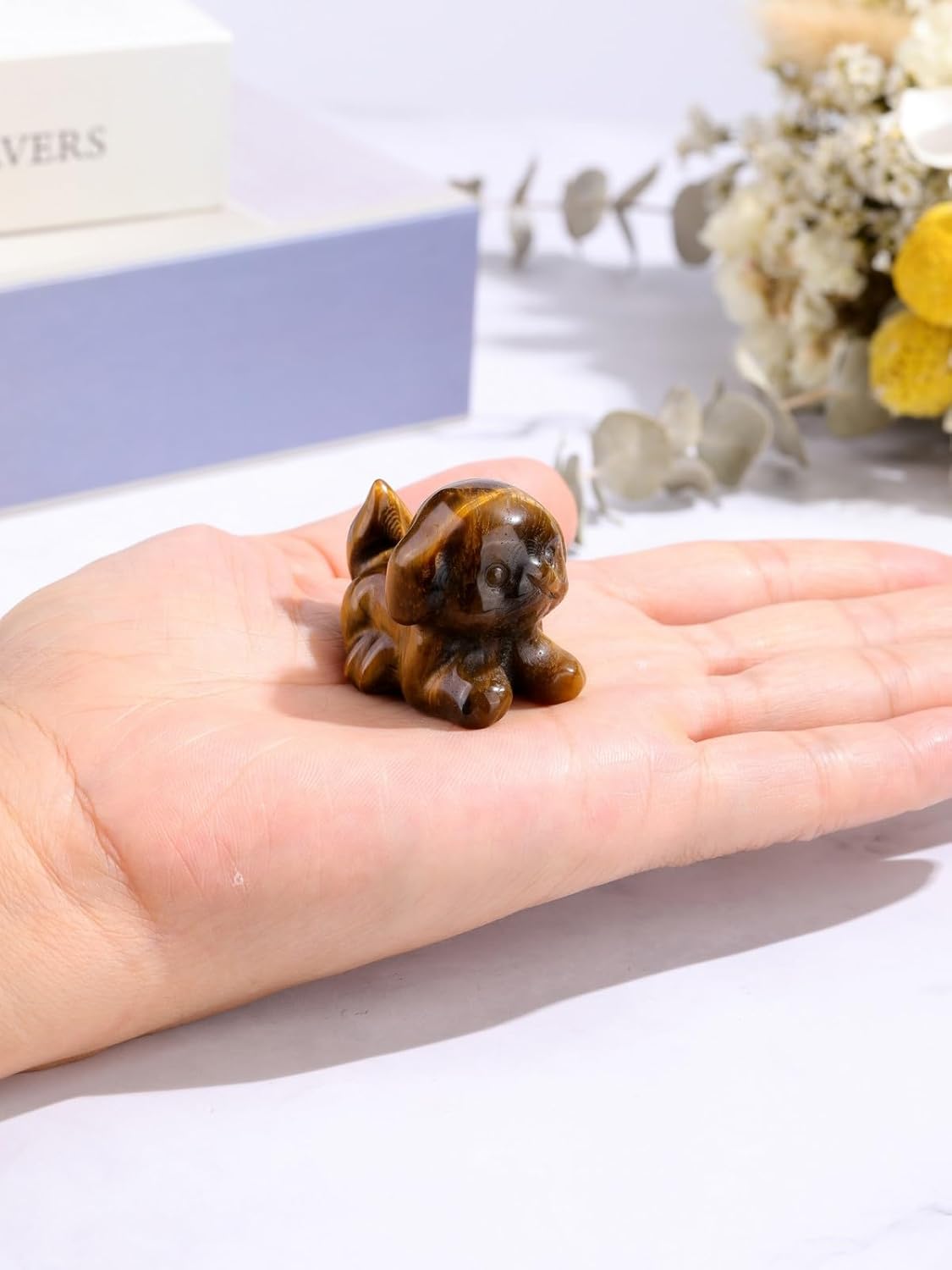 CrystalTears Tiger Eye Crystal Dog Figurine, 1.5” Healing Gemstone Dogs Puppy Statue Ornament for Home Office Decor, Cute Lucky Crystals Dogs Gifts for Gifts for Women Dog Lovers Men Christmas - Image 6