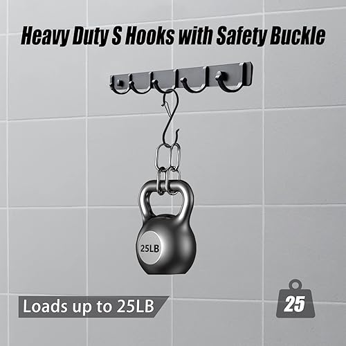 Miniatura 7 de Paquete de 20 ganchos en S para colgar, ganchos en S de 3.5 pulgadas, resistentes para colgar ropa, plantas, ganchos negros en forma de S con