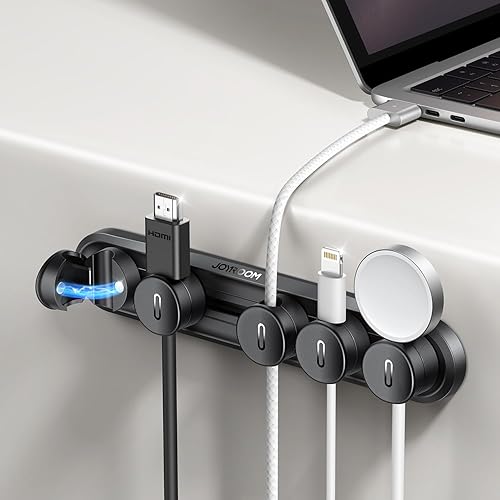 Organizador magnético 5 en 1 para cables JOYROOM pista deslizante ajustable para debajo del escritorio, organizador de cables adhesivos para