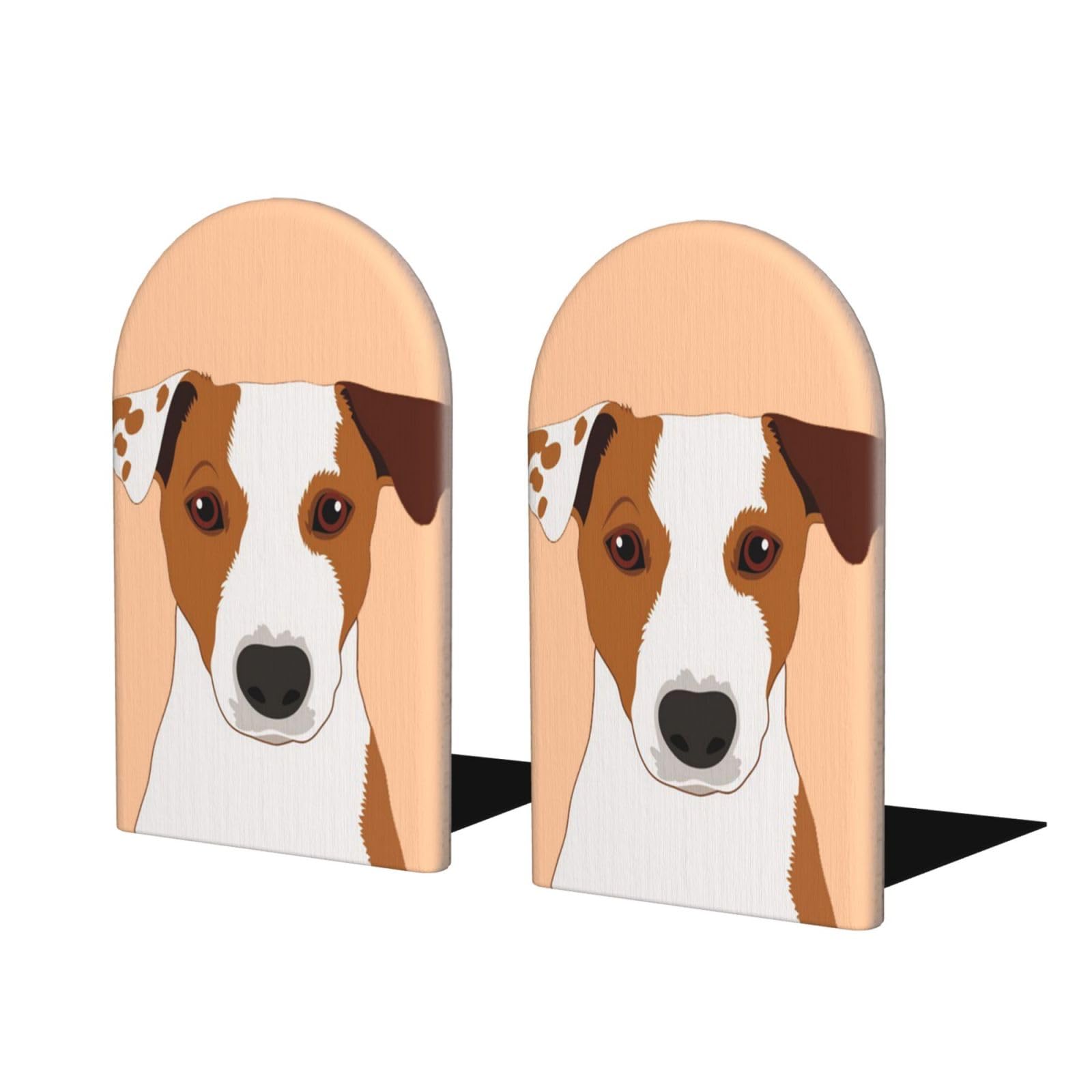 Egomed As Picture Wooden Bookends, Set Of 2 Bookshelf Book Stopper Book Holder For Home Library School, Jack Russell Terrier Dog
