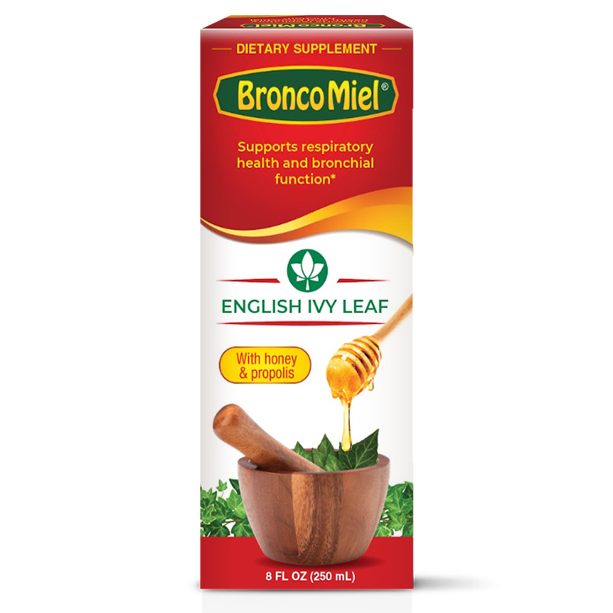 Ivy Leaf 8 fl oz Syrup - English Ivy Leaf Blend with Honey & Propolis for Respiratory & Bronchial Support - Suitable for Adults & Children 12+