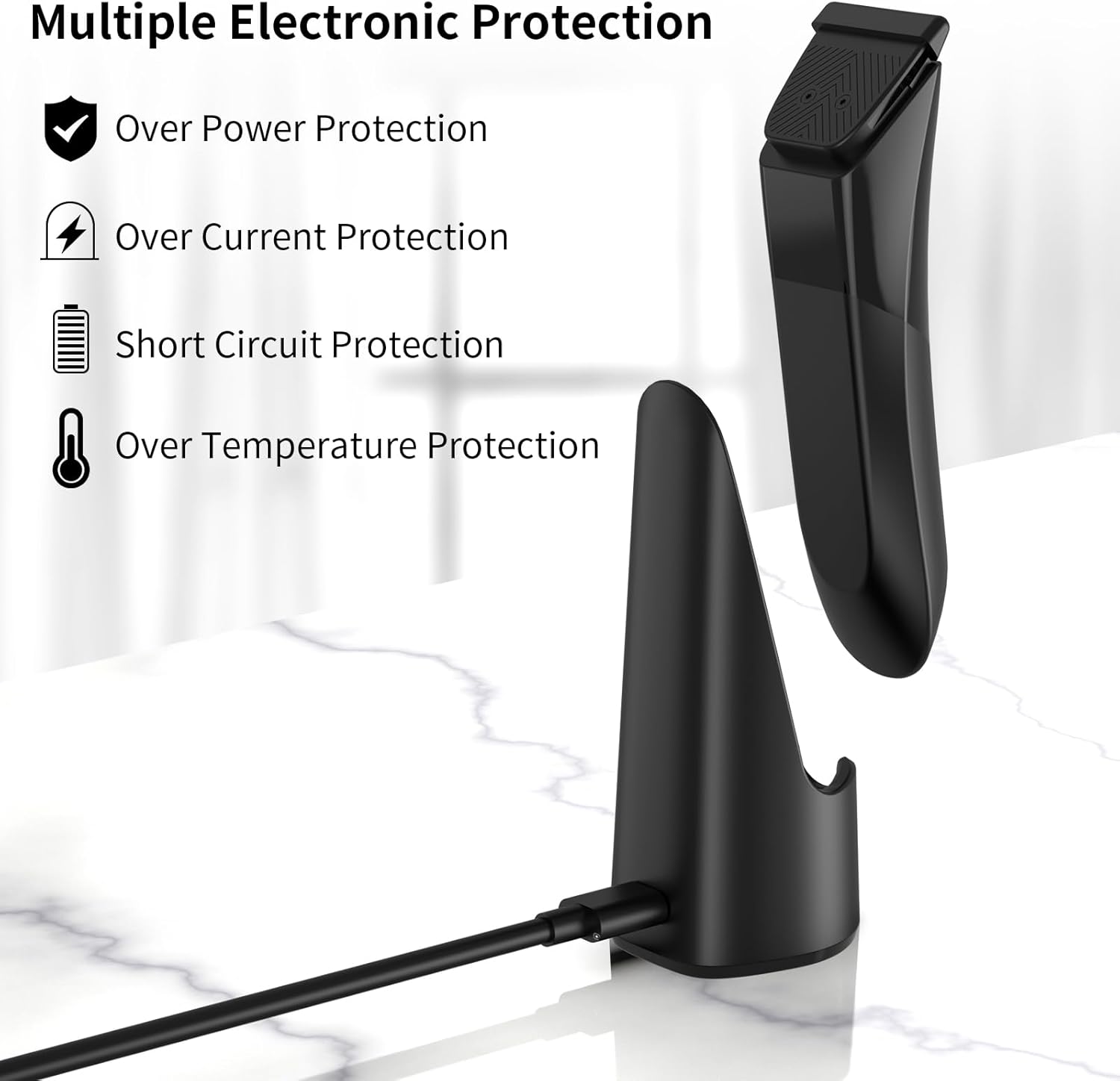 Charging Dock Replacement for MANSCAPED Lawn Mower 5.0 Ultra | Vertical Standing Charger for Manscape Trimmer with AC Adapter, Manscaped Charger Holder - Gadgets Gifts for Men (T Black)