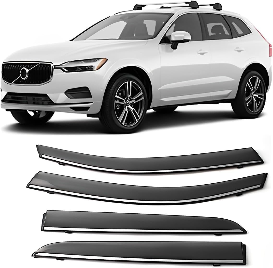 PANXUC Car Wind Deflectors for Volvo XC60 2018 2019 2020 2021, Side Window Wind Rain Deflector Window Visor Sun Rain Guard Smoke Guards