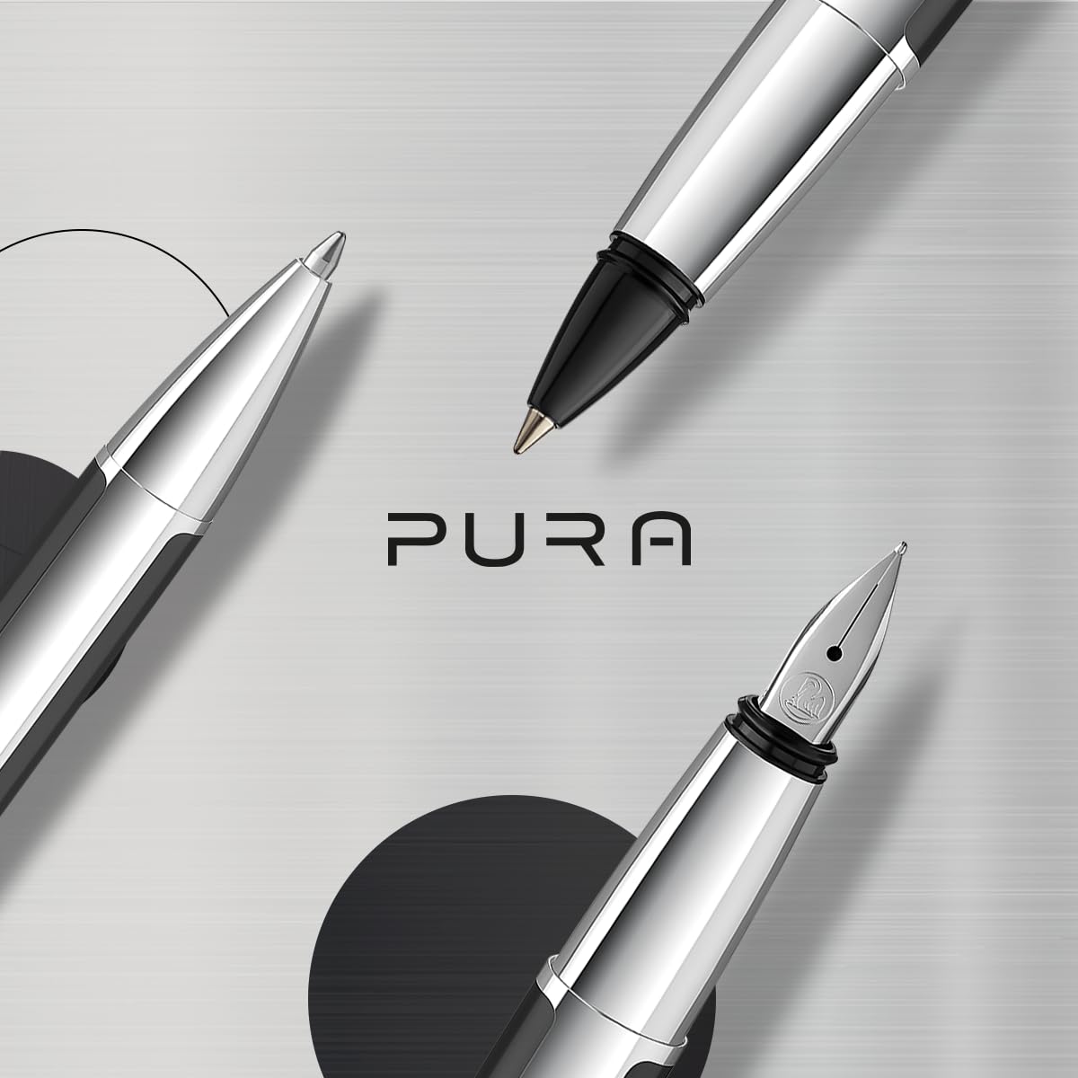 Pelikan Pura 817134 Pluma estilográfica, plumín M, incluye cartucho de tinta Edelstein Ink Sapphire, color antracita, 1 unidad