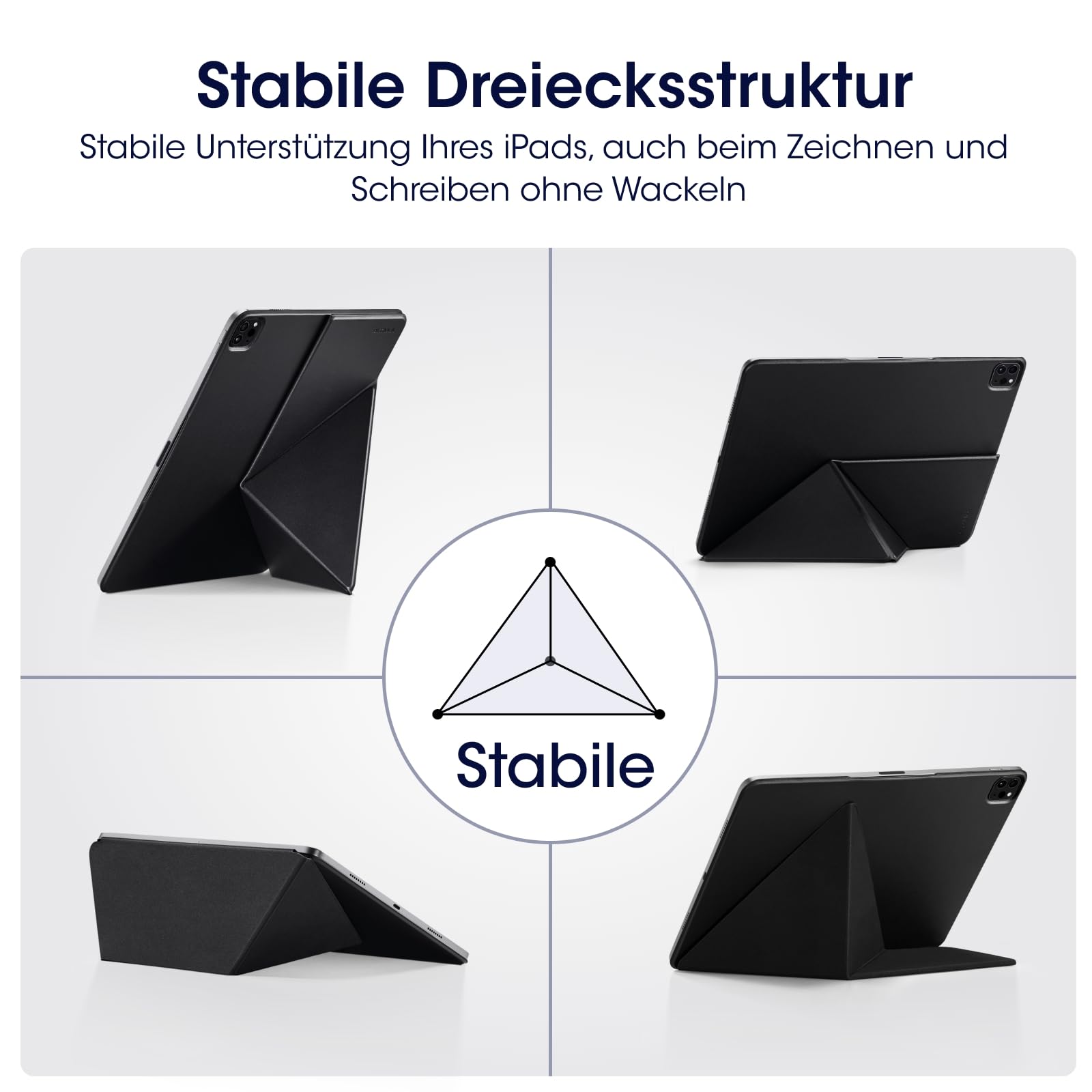 pitaka Hülle für iPad Air 11 M4/M3/M2 mit Stifthalter Folio 2 Schwarz | Hülle für iPad Air 11 2026–2024 & Pro 11 2022-2018 mit Stifthalter aus PU Leder Magnetständer ideal für Studium & Zeichnen