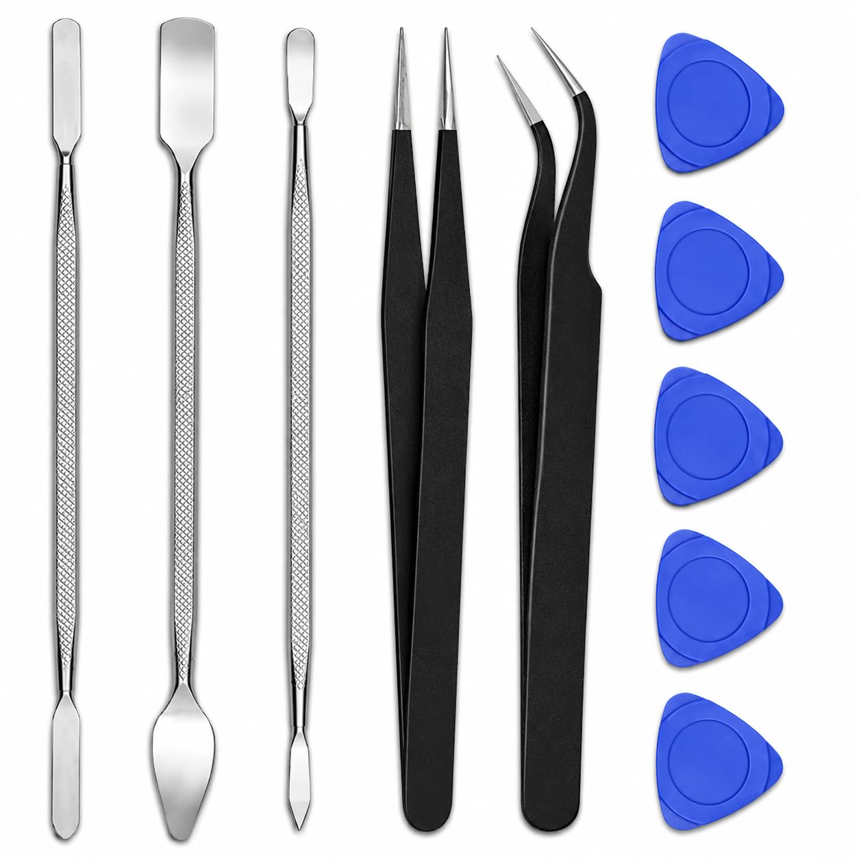 SCHOFIC ESD Professional Phone Repair Tool Kit, 10-Piece Set with Metal Spudgers, Tweezers and Opening Picks, Blue-picture-33