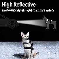 Vista 3 de Peswety Service Dog Vest Harness in Training Pet No Pull Pet Puppy Harnesses Free 5ft Dog Leash 3M Reflective Breathable Small Medium Large(Black XS)