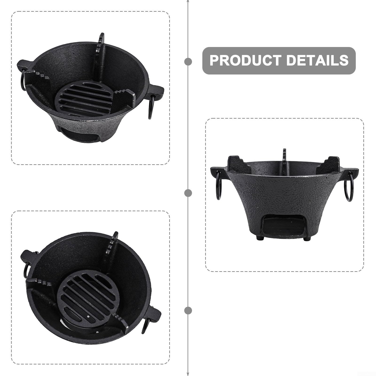 Griglia Chal in ghisa ad alte prestazioni per cucina coreana e barbecue giapponese Cact 16 cm design perfetto per l'uso in tavola e cucina efficiente