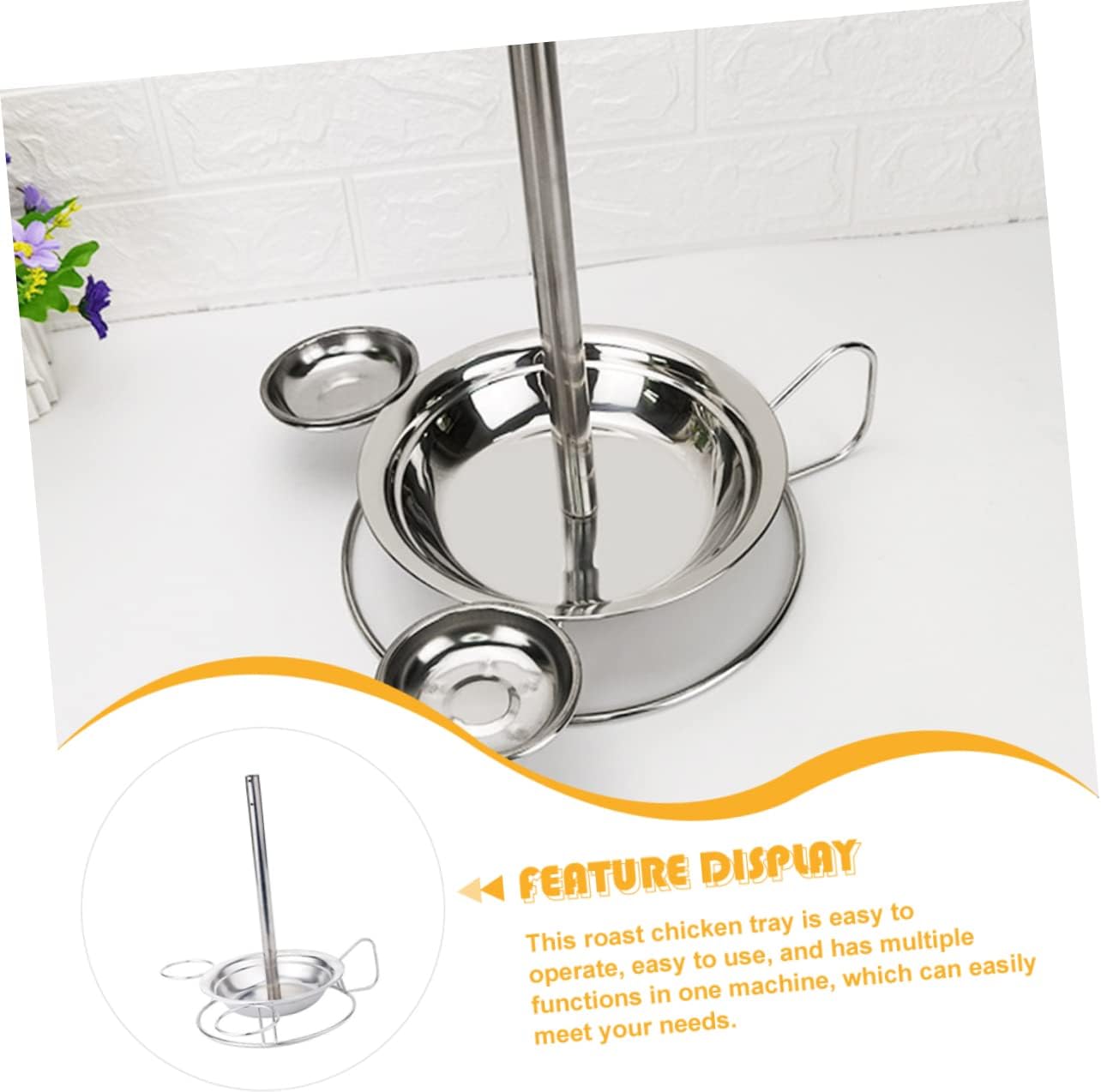 KICHOUSE Stainless Turkey Roaster Chicken Rack Roast Chicken Holder Stand Roast Pan Rack Leg Grill Outdoor Roaster Smoker Stand Drip Pan