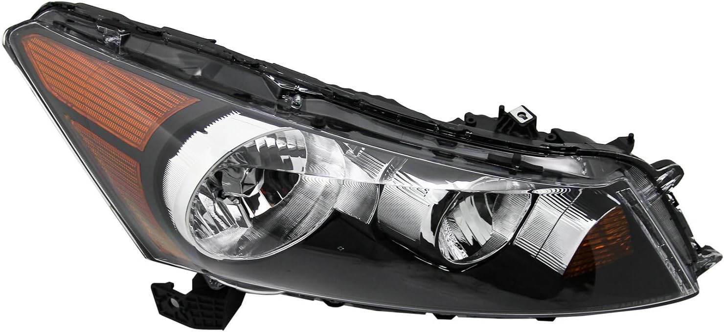 Pair HeadlightsFit for 2008-2012 Honda Accord Pair Headlights Black Housing Halogen Headlamp w/o Bulbs, Halogen Headlamps Black Housing