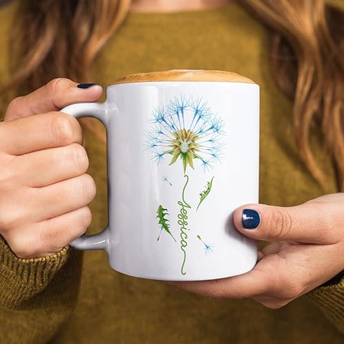 Miniatura 32 de CUBICER Tazas de café personalizadas, diseño de flor de peonía, tazas de cerámica blanca, taza de viaje grande, vaso para beber, regalos de Navidad