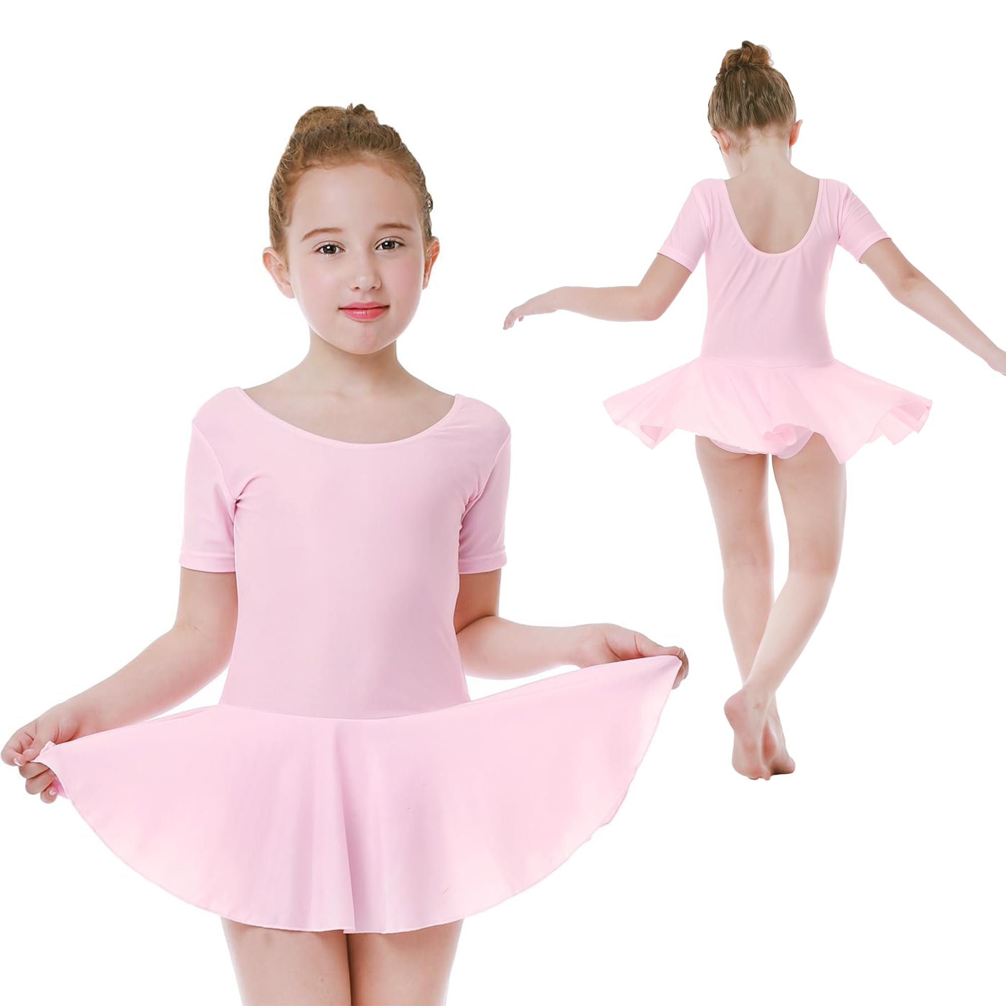 Seawhisper Ballet Dress for Girls Dancing Outfits Leotard with Skirt Pink 134-140 (4XL)