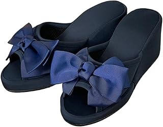 Vivienne(ヴィヴィアン) 【 8cmヒール ルームシューズ リボン ネイビー 23.5cm 】PVC裏底 スリッパ 厚底 ハイヒール エステサロン ネイルサロン 71034SP-BB-NV