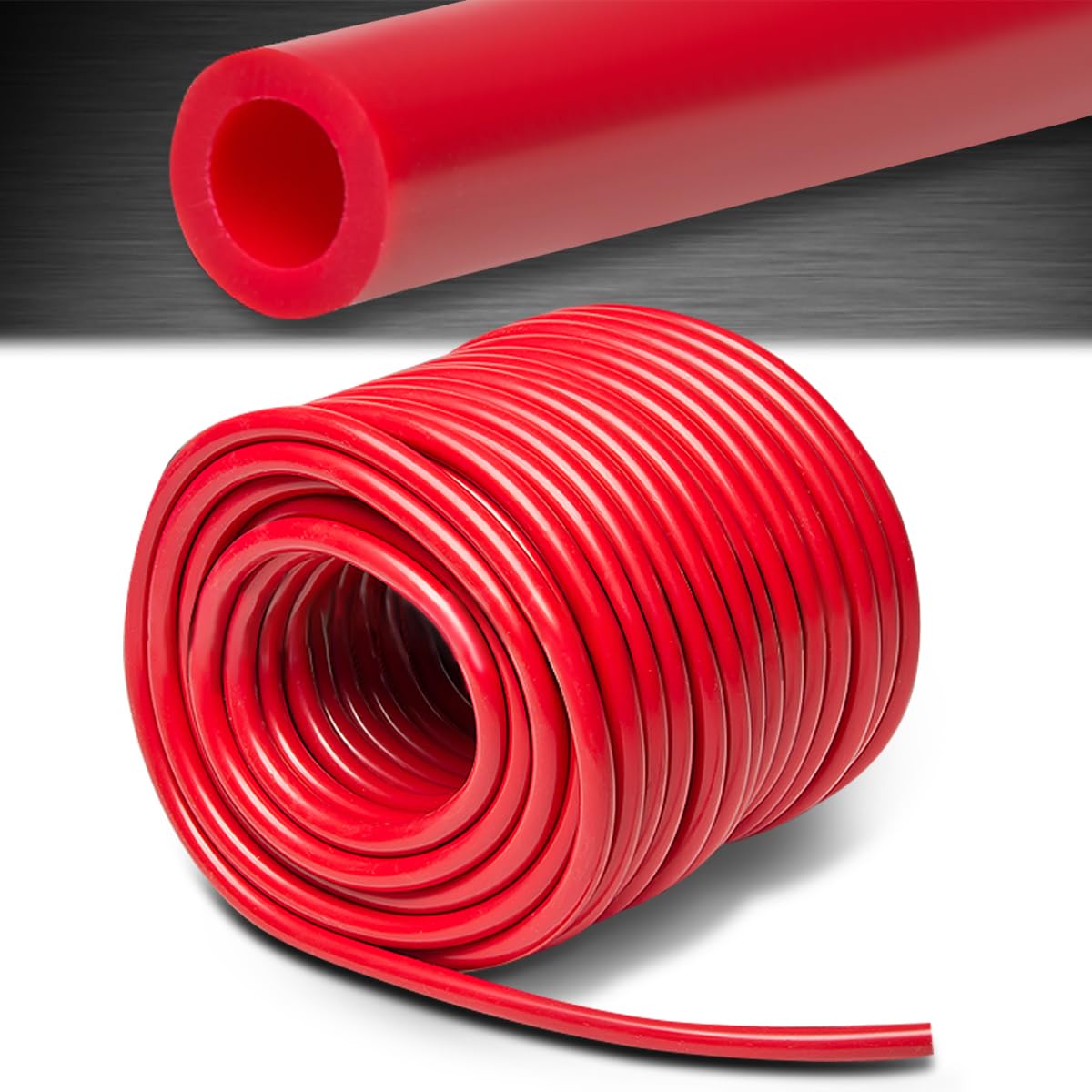 8mm 0.31 Inch Flexible Silicone Air Gauge Vacuum Hose Pipe Tube Tubing Foot Feet, Red