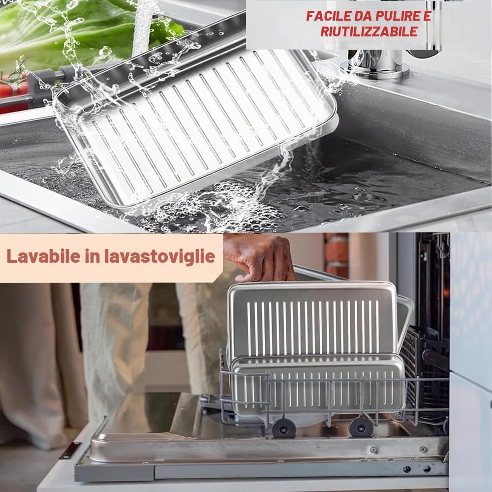 Kongming Porta Formaggio da Frigorifero in acciaio inox 304, senza BPA Formaggiera da Frigo Organizer Con Coperchio per Fette di Pancetta, Affettati, Salumi e Formaggio (6 pezzi)