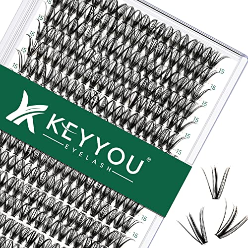 KEYYOU Lash Clusters,30D 15mm for DIY Natural Volum