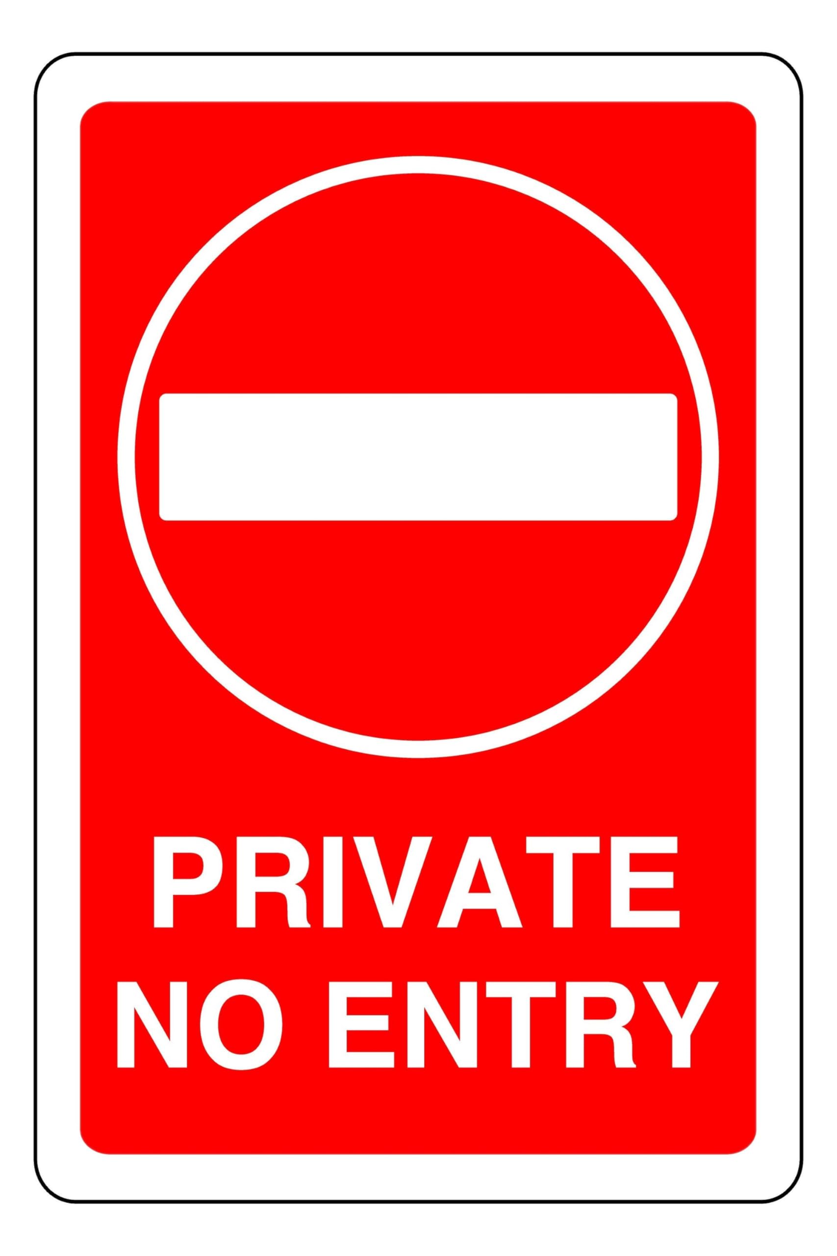 Private No Entry - safety sign - 1.2mm Rigid plastic for indoor/outdoor usage (400mm x 300mm) Viewing Distance within 14m.