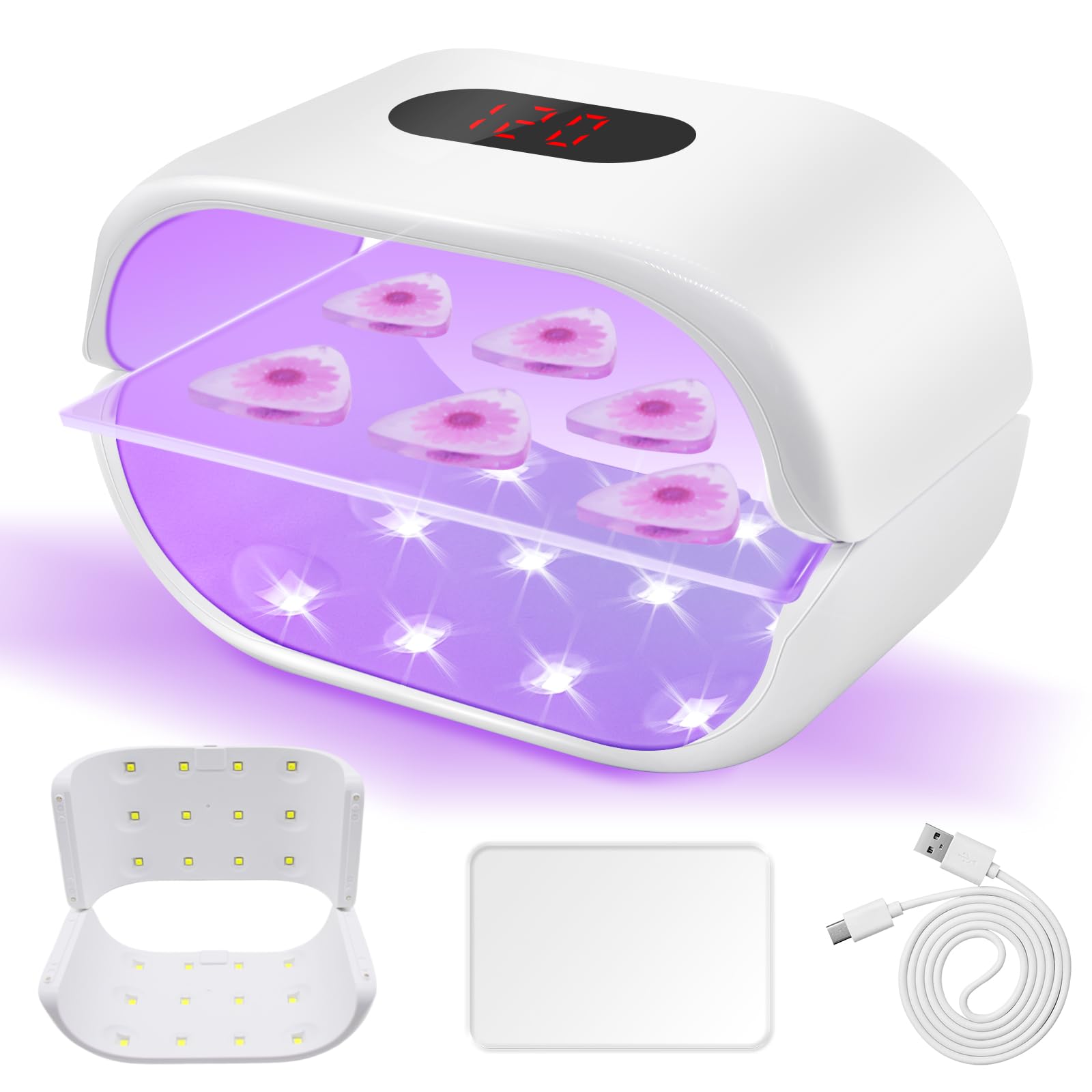 Kizaten UV Lampe für Harz,Doppelseitige UV Resin Lampe mit LED Anzeige,36W Schnelle Aushärtung Einstellbare Zeiteinstellung,Geteilt Verwendbar für DIY,Harz,Formen,Schmuckherstellung