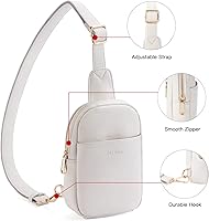 Vista 46 de Telena Riñonera pequeña para mujer, de cuero, cangureras, bolsa de pecho para mujer