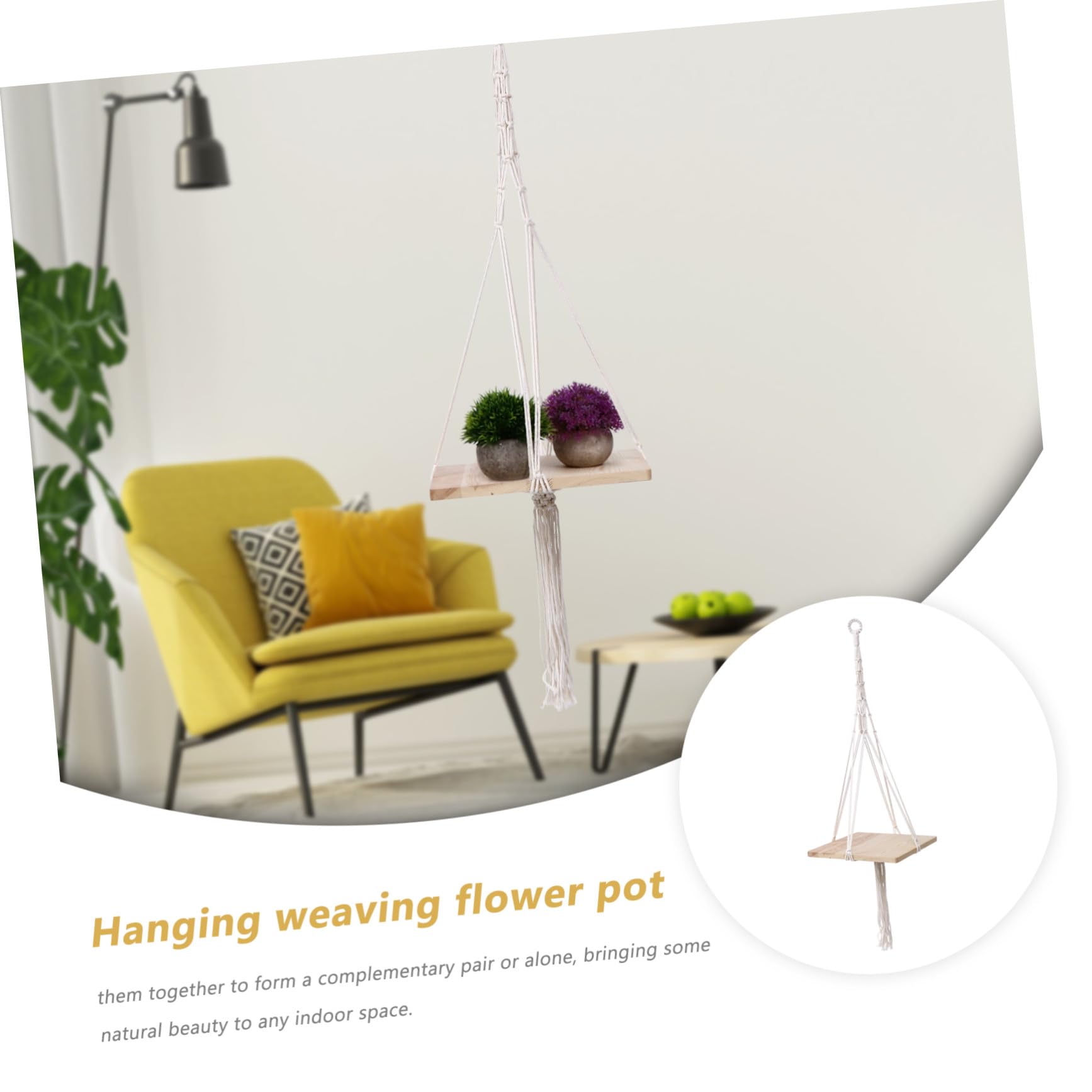 Makramee Blumenampel aus Natürlichem Material Umweltfreundlicher Robuster Pflanzenhalter für Innen und Außen Wetterbeständig Stilvoller Hängeblumentopf für Balkon und