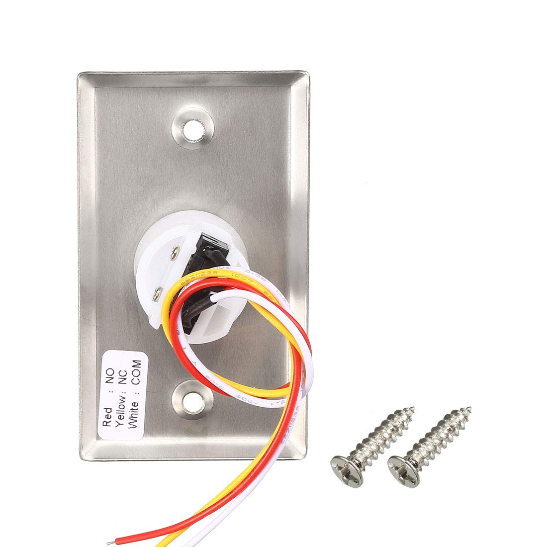 Bouton de déverrouillage de Porte, Bouton Poussoir for Sortir, Interrupteur NO/NC/COM réinitialisable for Panneau de contrôle d'accès, 86mm x 50mm, 12V 3A, en Acier Inoxydable
