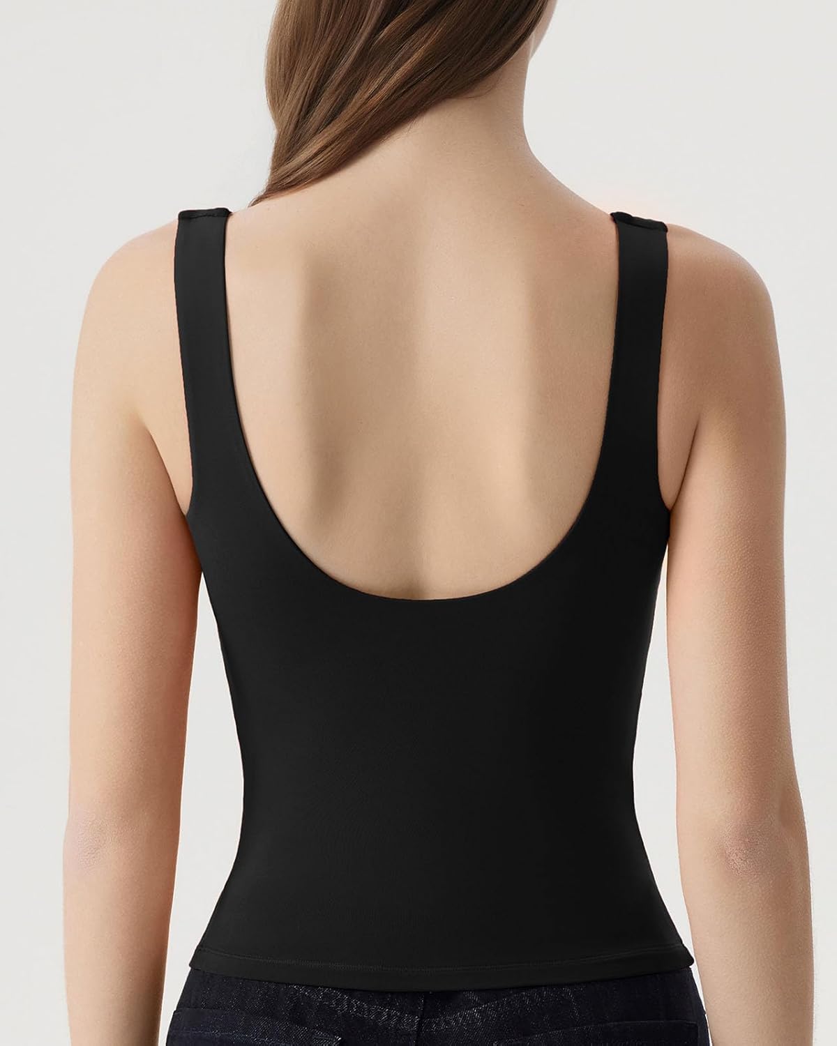 SUUKSESS Women Square Neck Backless Tank Top Summer Double Lined Going Out Crop Tops - Image 3