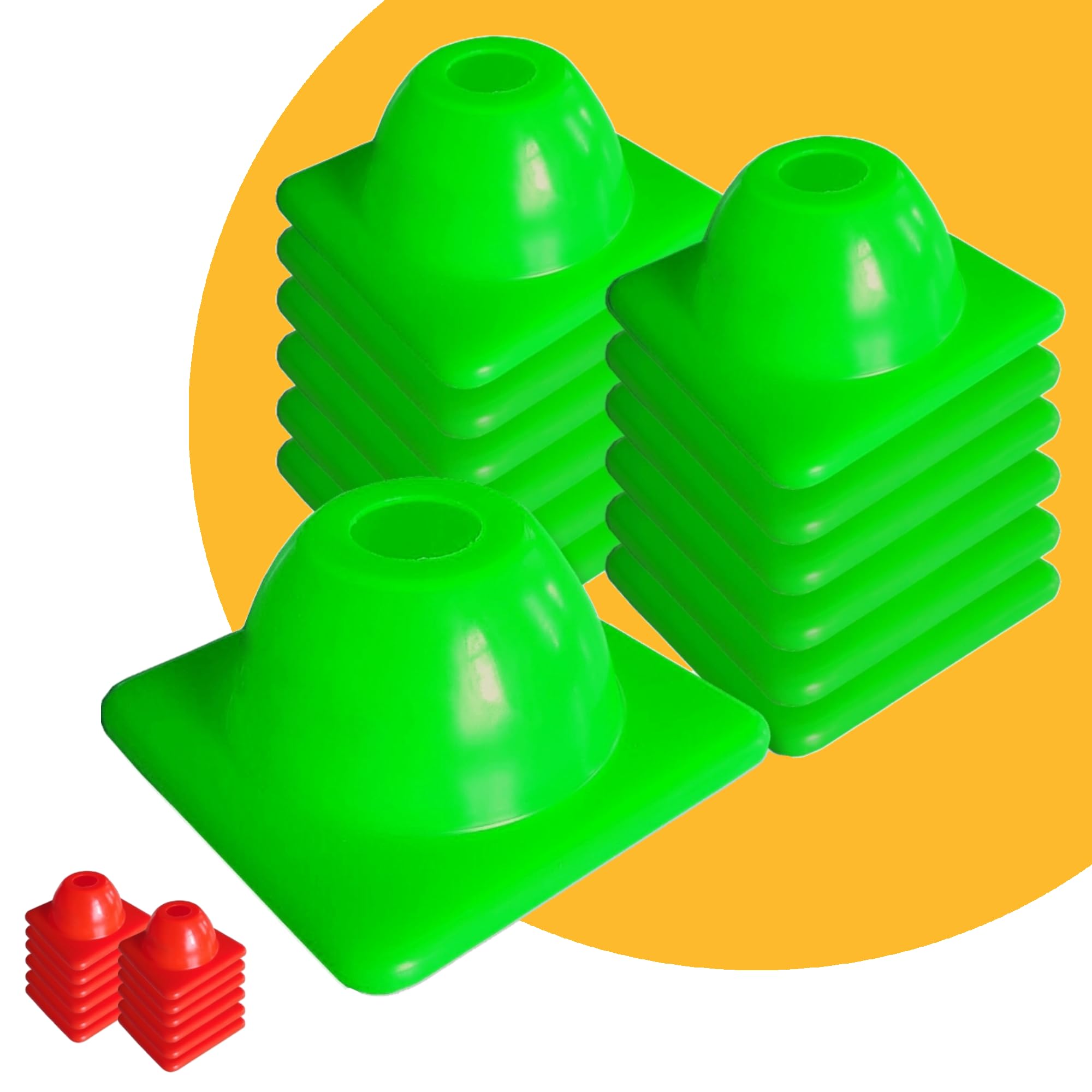 purifyou KamelKone Agility Training & Motorcycle Cones for Sports & Kids | Set of 12 Premium Green/Orange Plastic Cones, for Bikes, Traffic & Soccer