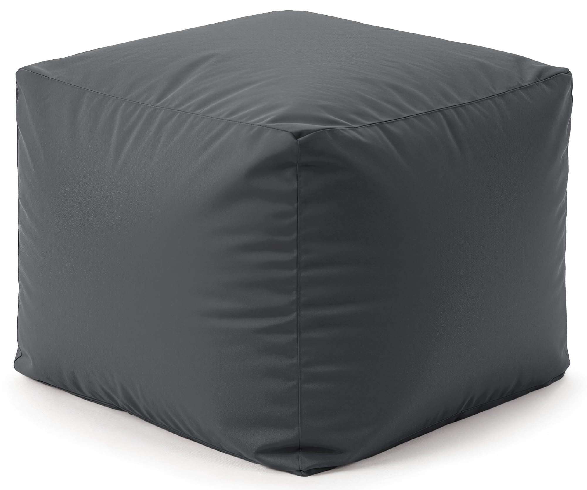 Water-Resistant Bean Bag Cube Footstool Pouffe for Indoor/Outdoor Use – Home or Garden Extra Seating – Manufactured in the UK – Square 40x40cm Ottoman Foot Rest Stool (Dark Grey)