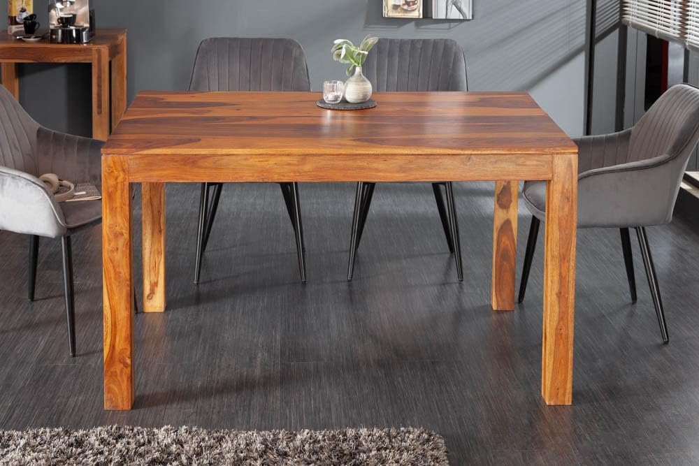 Riess Ambiente Massivholz Esstisch Pure 120cm Natur Stone Finish Sheeshamholz einzigartige Maserung Esszimmertisch Massivholztisch Holztisch Küchentisch