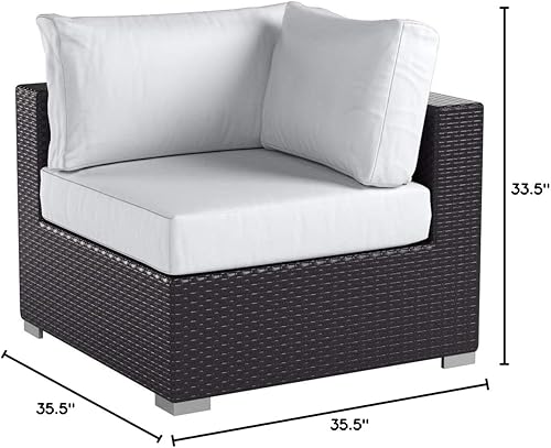 Miniatura 2 de Modway Convene mimbre mimbre patio al aire libre sofá seccional asiento de esquina en color blanco espresso