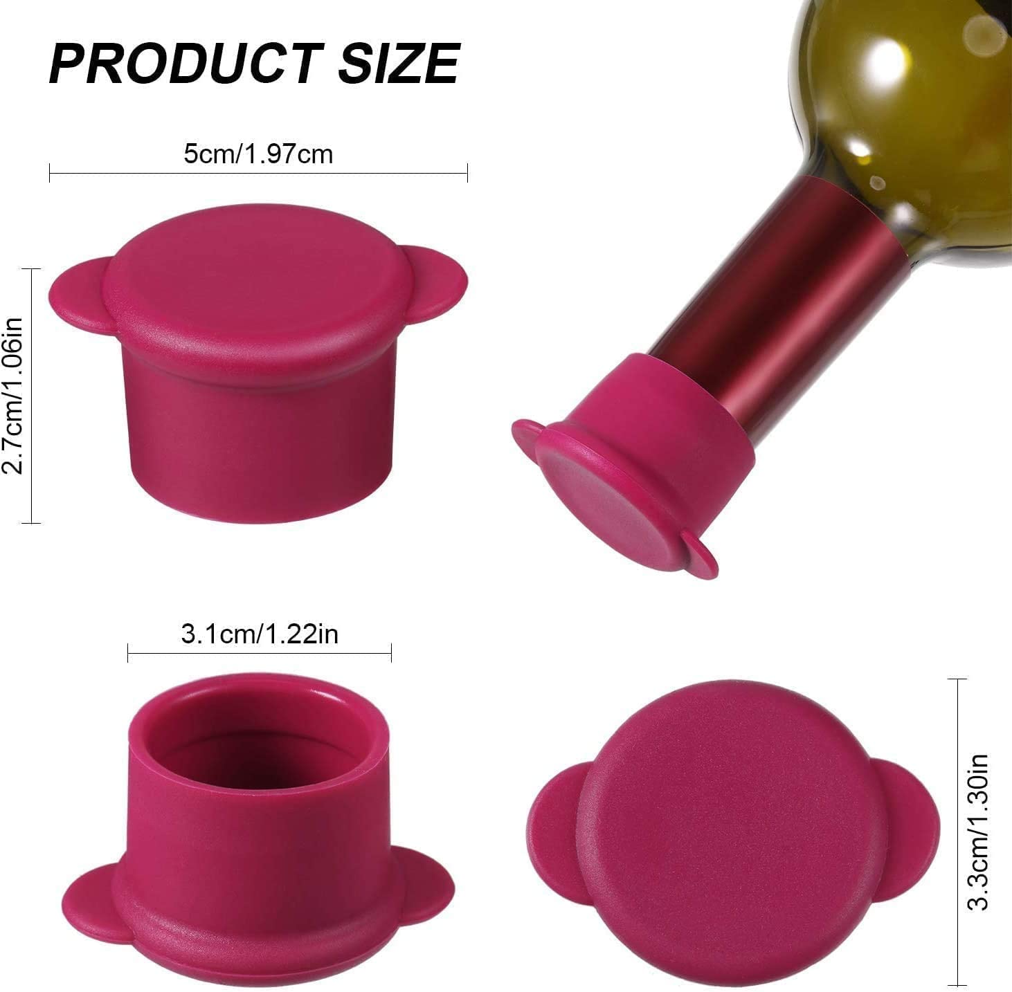 Tapones de vino para botellas de vino, regalos de vino para mujeres, fundas de silicona para botellas, accesorios de vino, mantiene el vino fresco durante días con sellado al vacío hermético, juego de 4