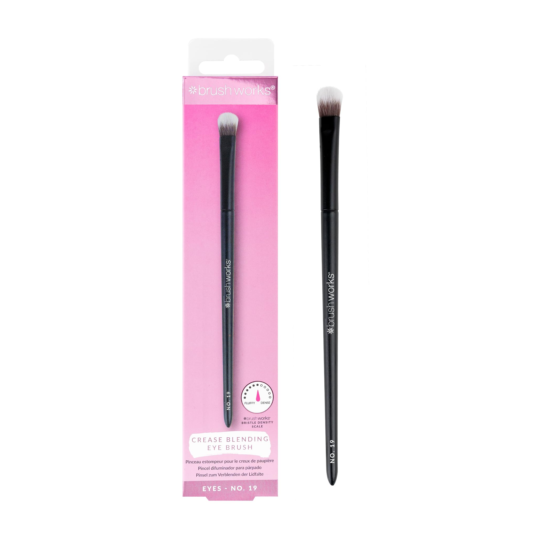 Brushworks No.19 Crease Blending Eye Brush – Fluffy Tapered Eyeshadow Brush with Soft Synthetic Bristles for Seamless Blending, Vegan & Cruelty-Free