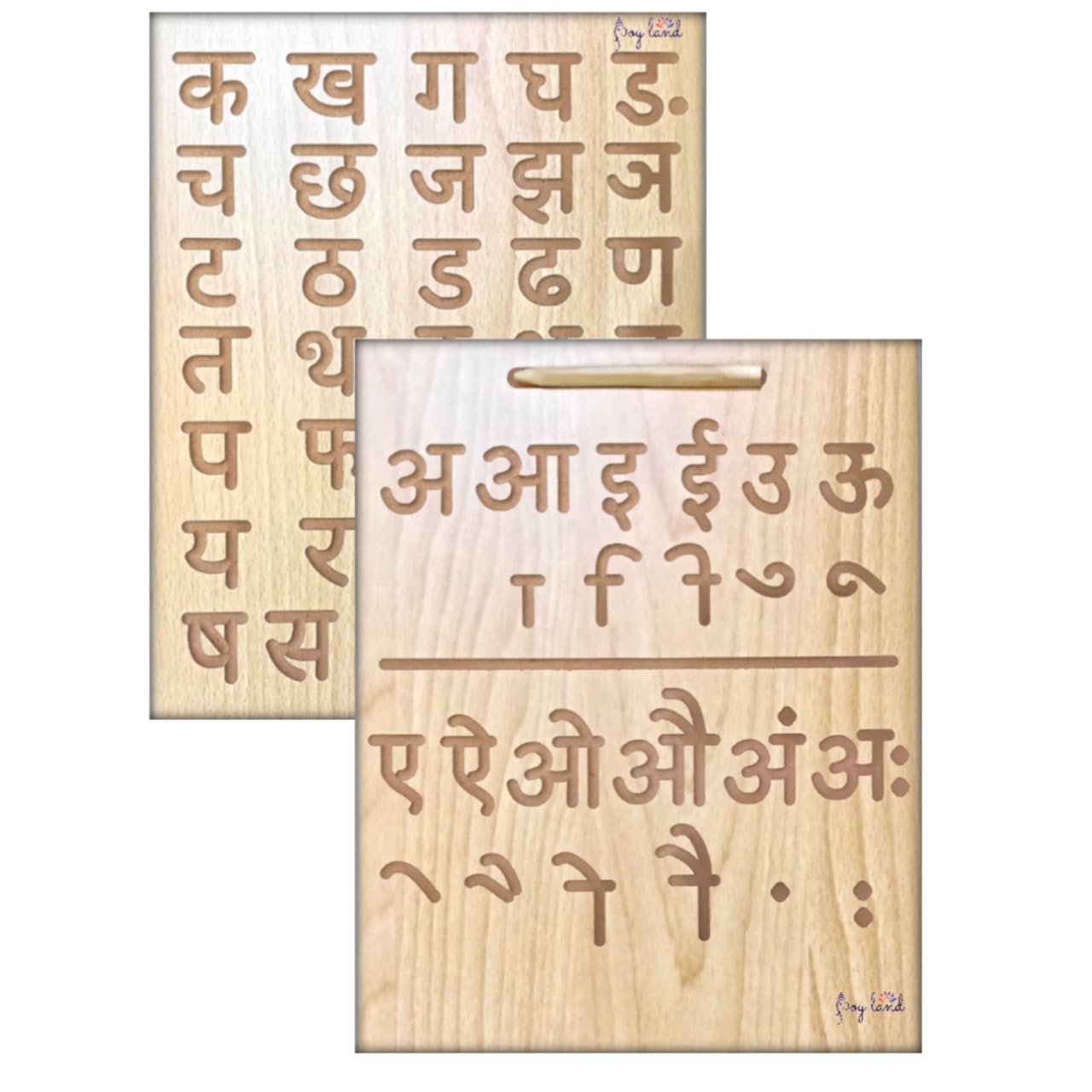 Joy Land Educational Tracing Wooden Board For Kids And Learning Slates For Children | Wooden 2 In 1 Both Side Reversable Tracing Slate Board With Dummy Pencil (Hindi Alphabet & Varnmala)-image-33