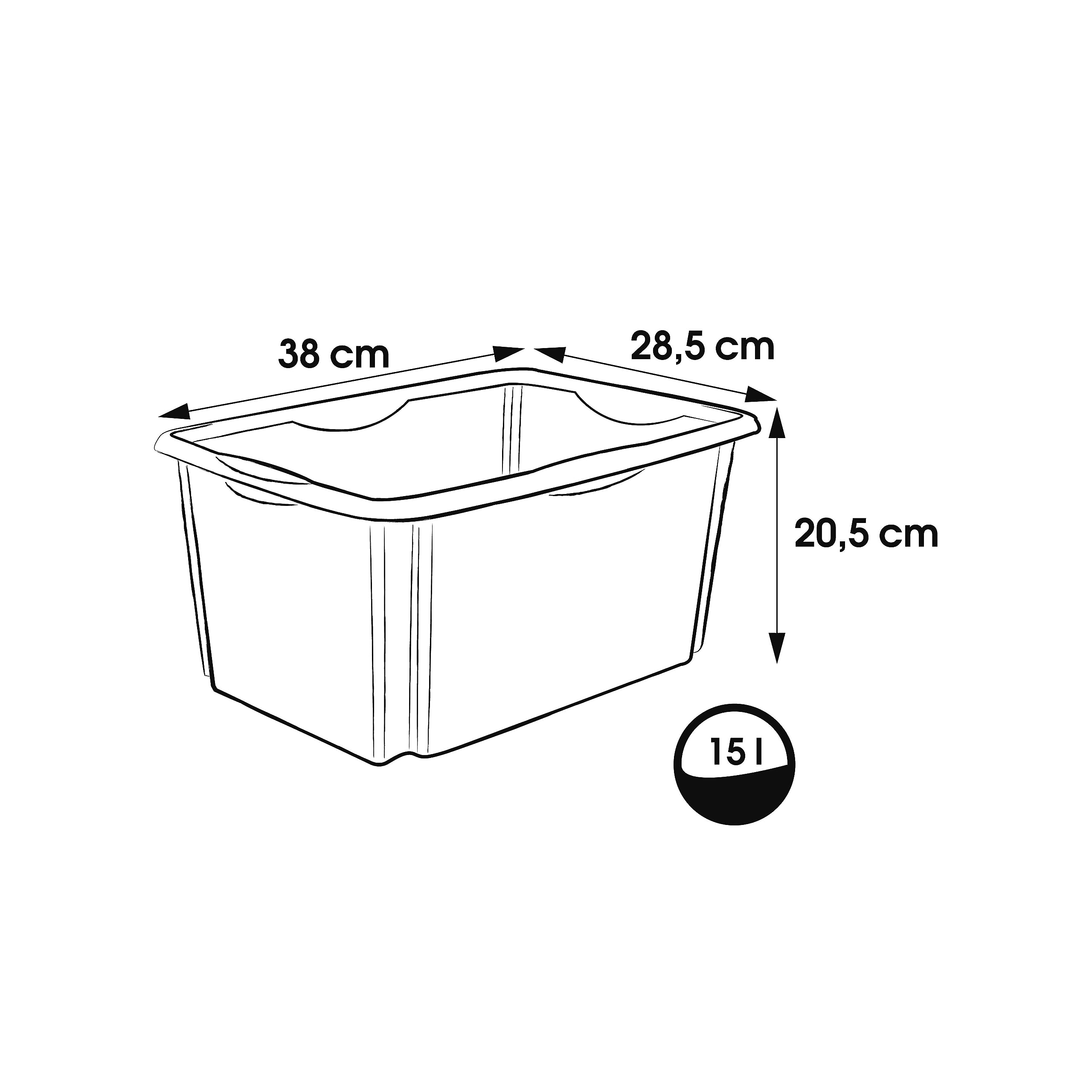 keeeper Contenitore Portaoggetti Rotabile e Impilabile, 38 x 28,5 x 20,5 cm, 15 L, Emil Eco Line, Eco Blu