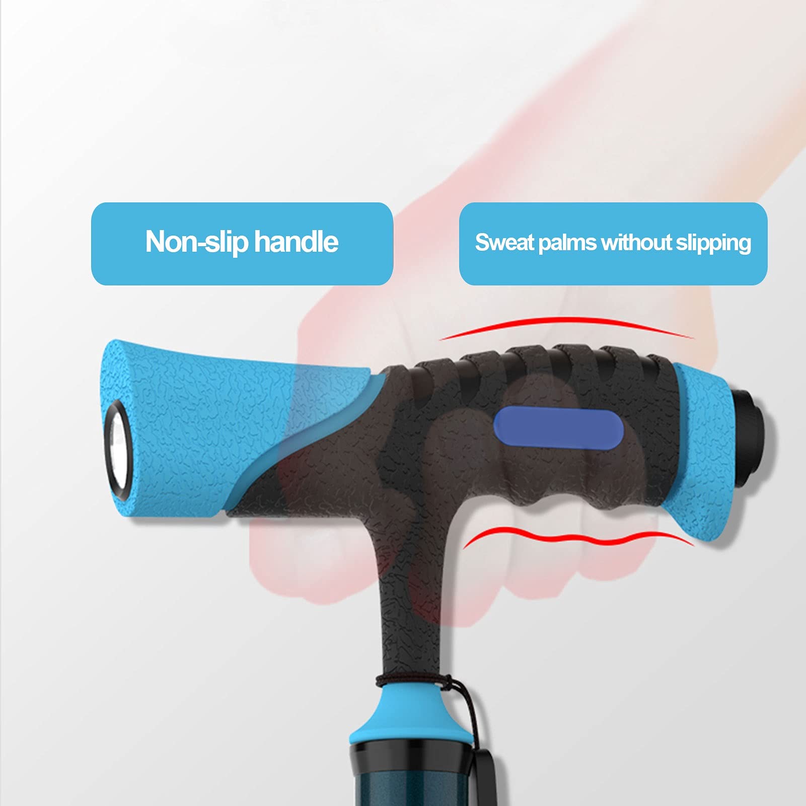 Altura plegable que camina ajustable con la luz LED, bastón para caminar para la aleación de aluminio ajustable, equilibrio de la movilidad de la movilidad, base quad antideslizante ( Color : Azul )