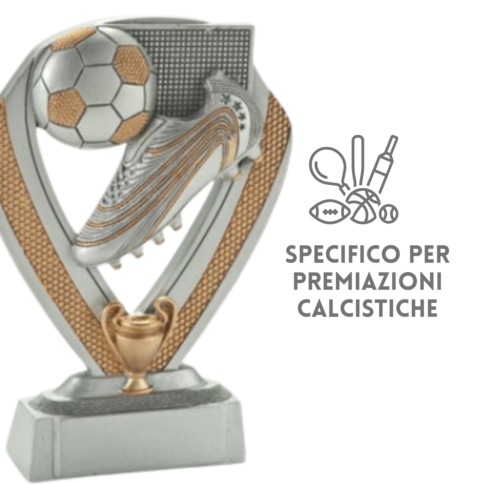 Coppe Premiazioni per Tutti Gli Sport, Statuette e Premi per Fantacalcio, Calcio, Padel, Tennis, Basket, Volley, Partecipazione, 18 cm