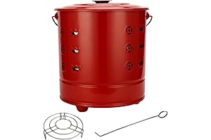 FGUGADCOY Burn Barrels for Outside for Burning Trash with Handle, Fire Hook, Stainless Steel, 27*27*29cm