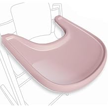 Stockke High Chair Tray for Trip Trap Chairs, Ergonomic Curved Design, Shiny Dusty Pink, BPA Free, Easy Assembly