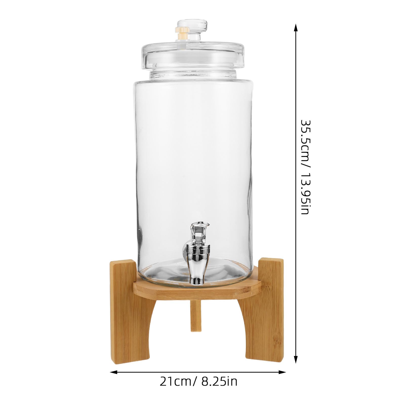OUNONA Getränkespender für Kaltgetränke, 2,5-Liter-Glasbehälter mit Holzständer für Eistee, Saft und aromatisiertes Wasser, ideal für sommerliche Partys