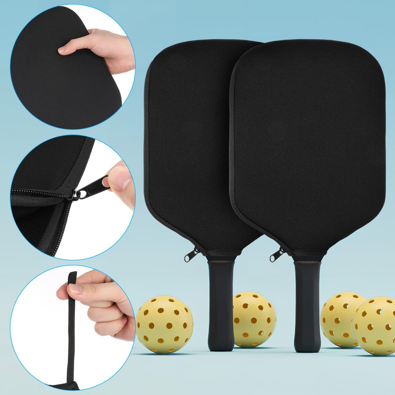 Mipcase Pickleball Paddle Covers 2 Pack with Zippered Tennis Racket Case for Outdoor Beach Sports Storage and Protection