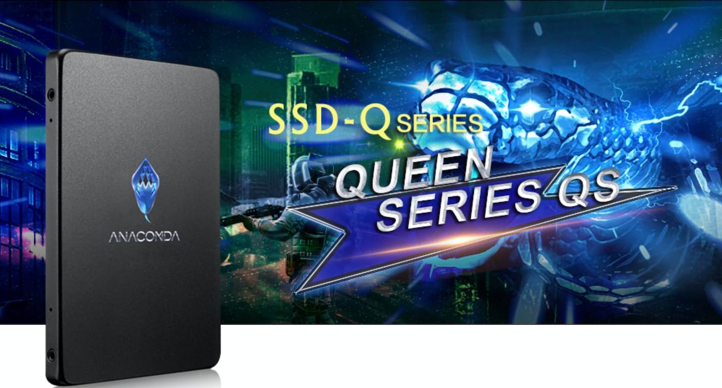 ANACOMDA Slim 2.5" QS 960GB SATA III 3D QLC NAND Flash Internal Gaming Solid State Drive (SSD) Internal SSD Read Speed up to 500MB/s Write Speed Up to 500MB/s. Made in Taiwan