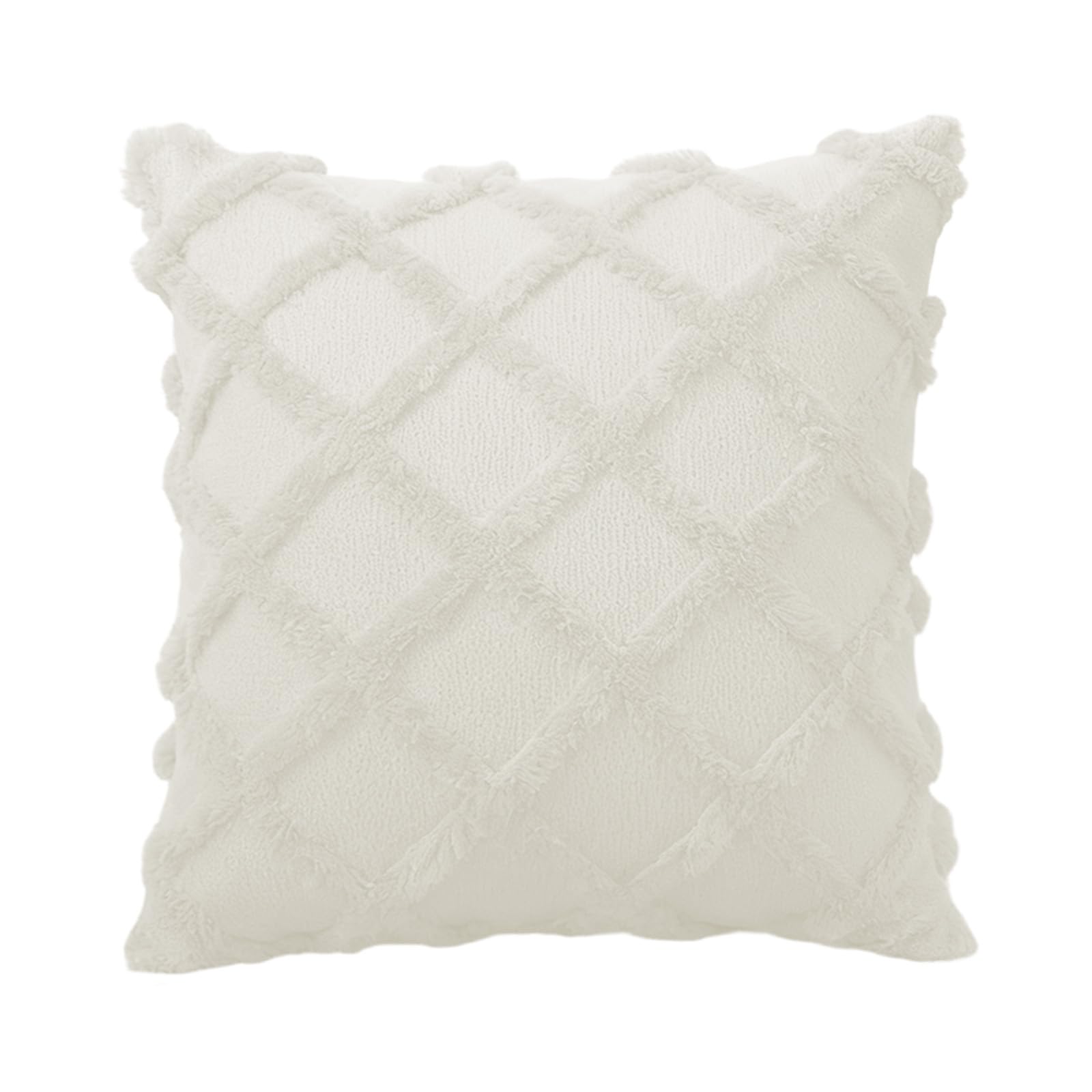 Geometric Striped Pillow Cover with Short Plush Decorative Cushion Case for Living Room Sofa Modern Winter Home Decor