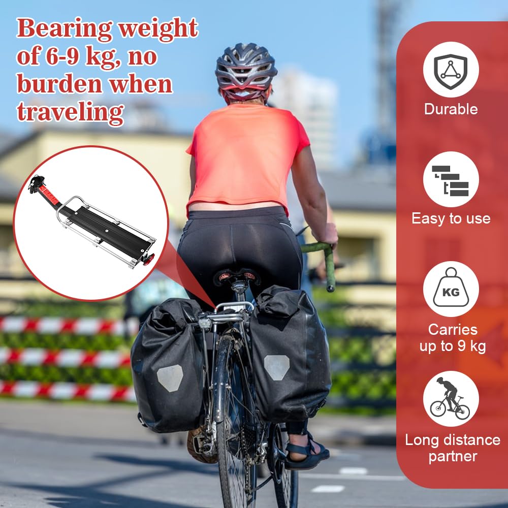 Portaequipajes Ajustable para Bicicleta, aleación de Aluminio, Soporte para tija de sillín de Bicicleta de montaña, portaequipajes Trasero para Bicicleta Capacidad de Peso de 9 kg