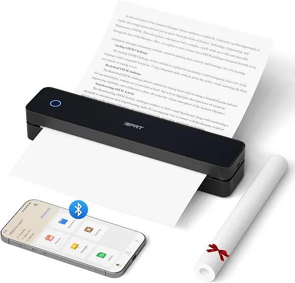 iDPRT Portable Thermal Printer, MT610 Pro Wireless for Travel, 300 DPI Bluetooth Inkless Printer Support 8.5" X 11" US Letter&A4&A5 Thermal Paper for Home, Compatible with iOS, Android, Lapt