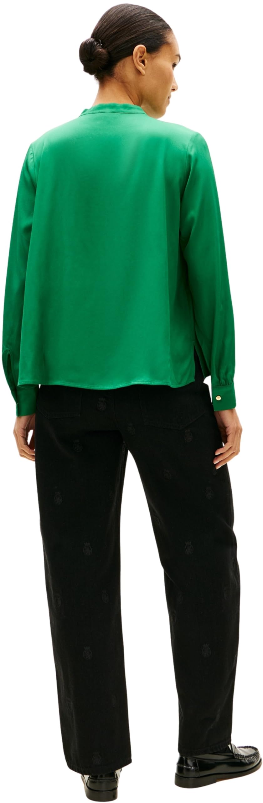 Tommy Hilfiger Bluzka damska VIS Twill V-NK WW0WW48178 L/S bluzki, zielona (nouveau green), 38, Zielony (Nouveau Green), 64