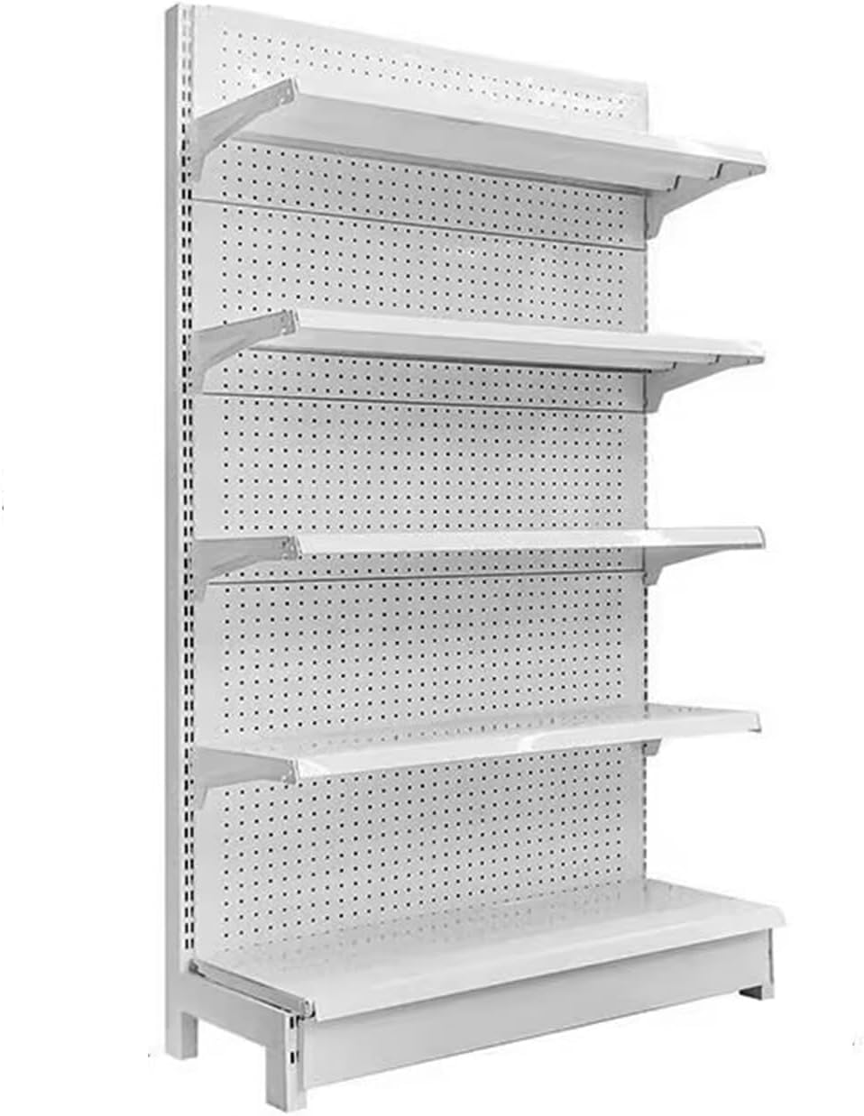 Convenience Combination Shelves, for Retail Convenience Grocery Office Supply Or Liquor Stores, 5 Shelves Retail Gondola Wall Display Rack(White Single-Sided,H 165CM)
