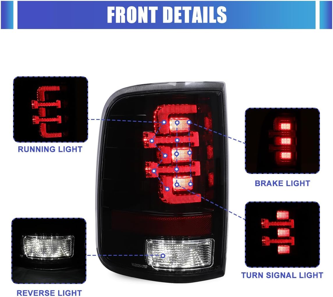 CPW LED Tail Light Compatible With 2004-2008 Ford F-150 Pickup Truck Styleside Model Driver And Passenger Side Rear Taillight Glossy Black Housing Clear Lens Left + Right Pair Assembly